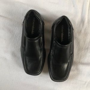 Kids black Robert David dress shoes .
